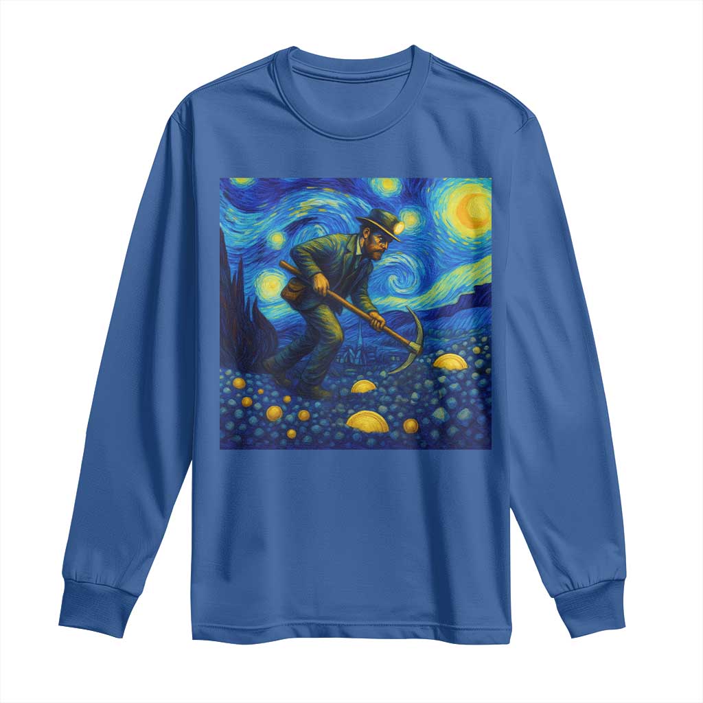 Gold Miner Starry Night Van Gogh Long Sleeve Shirt - Wonder Print Shop