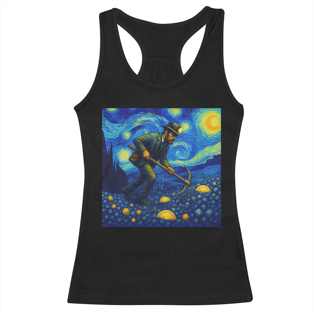 Gold Miner Starry Night Van Gogh Racerback Tank Top - Wonder Print Shop