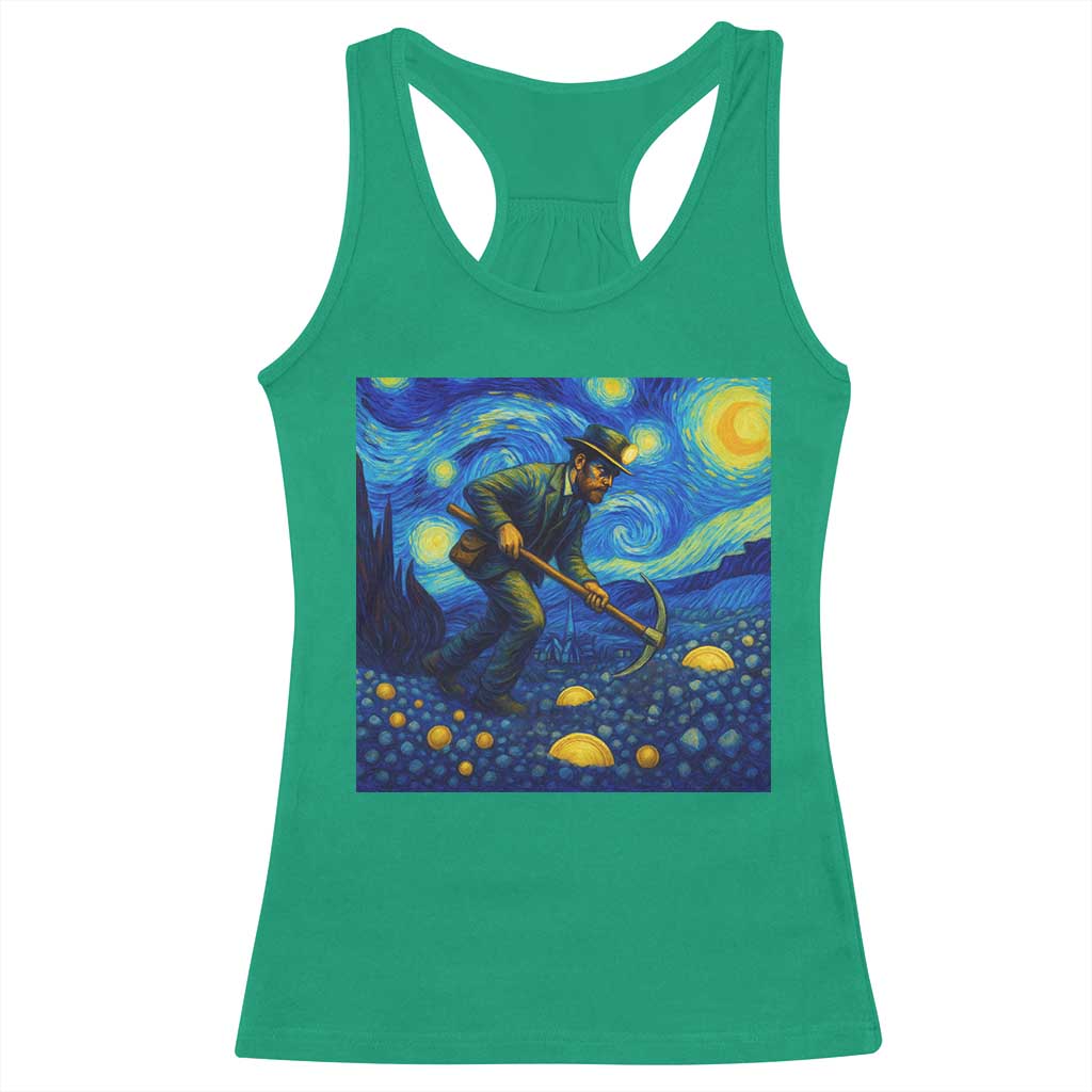 Gold Miner Starry Night Van Gogh Racerback Tank Top - Wonder Print Shop