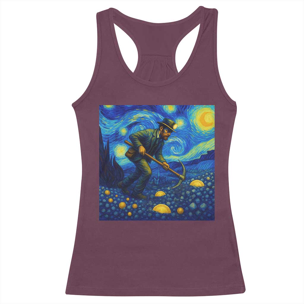 Gold Miner Starry Night Van Gogh Racerback Tank Top - Wonder Print Shop