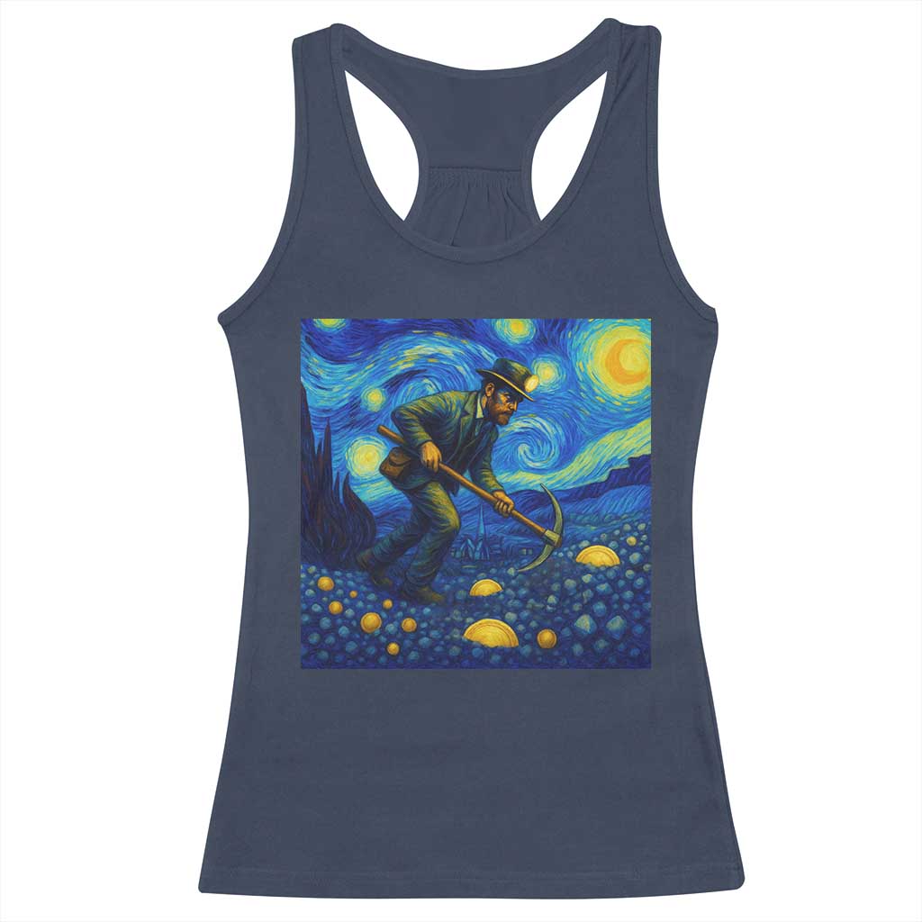 Gold Miner Starry Night Van Gogh Racerback Tank Top - Wonder Print Shop