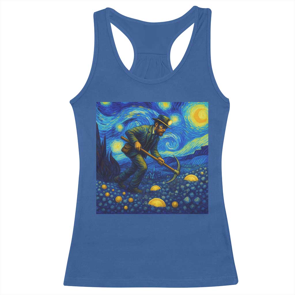 Gold Miner Starry Night Van Gogh Racerback Tank Top - Wonder Print Shop