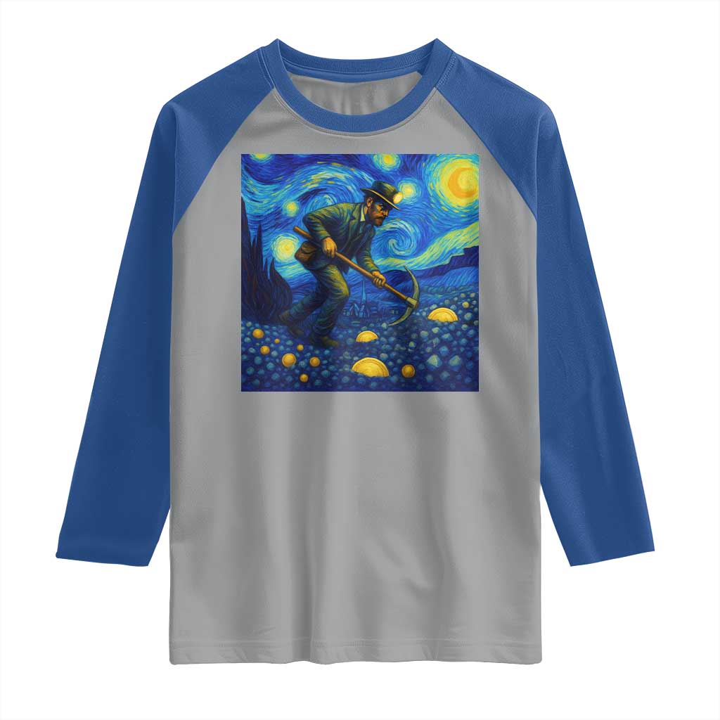 Gold Miner Starry Night Van Gogh Raglan Shirt - Wonder Print Shop
