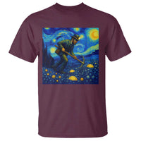 Gold Miner Starry Night Van Gogh T Shirt - Wonder Print Shop