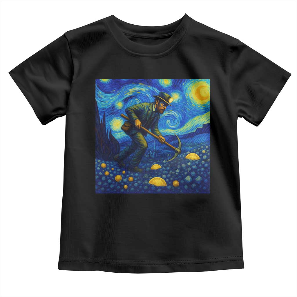 Gold Miner Starry Night Van Gogh Toddler T Shirt - Wonder Print Shop
