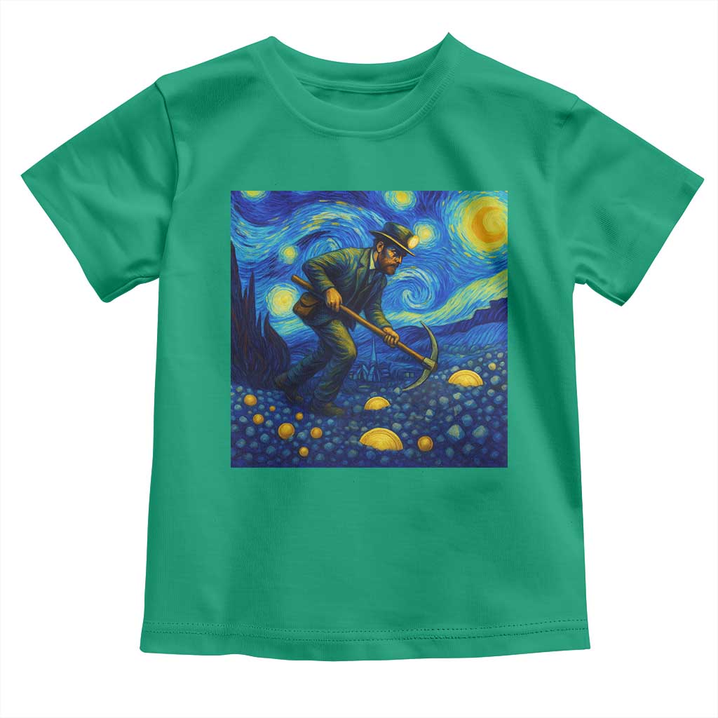 Gold Miner Starry Night Van Gogh Toddler T Shirt - Wonder Print Shop