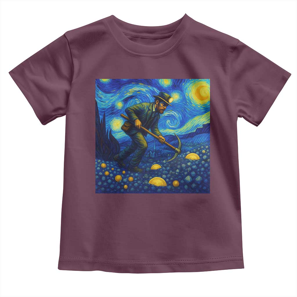 Gold Miner Starry Night Van Gogh Toddler T Shirt - Wonder Print Shop