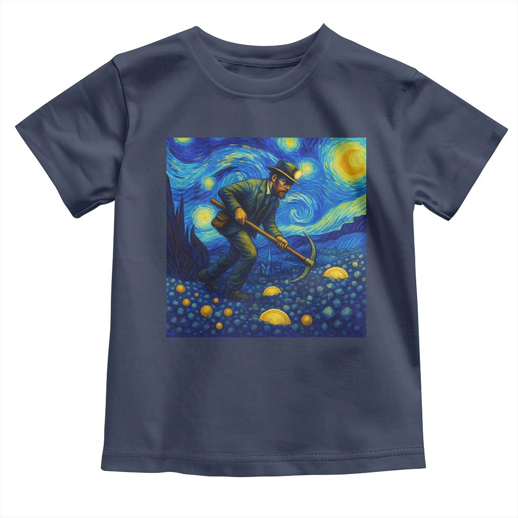 Gold Miner Starry Night Van Gogh Toddler T Shirt - Wonder Print Shop