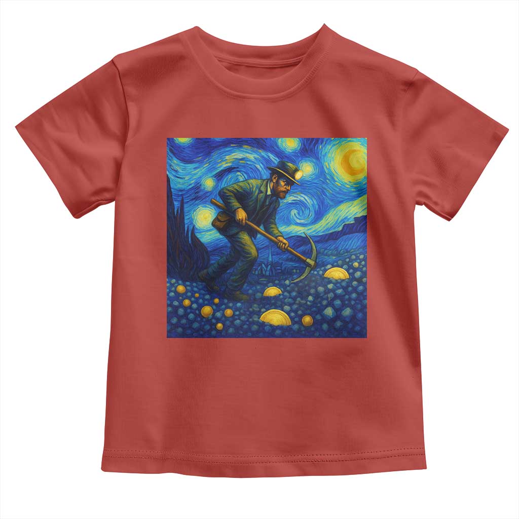 Gold Miner Starry Night Van Gogh Toddler T Shirt - Wonder Print Shop
