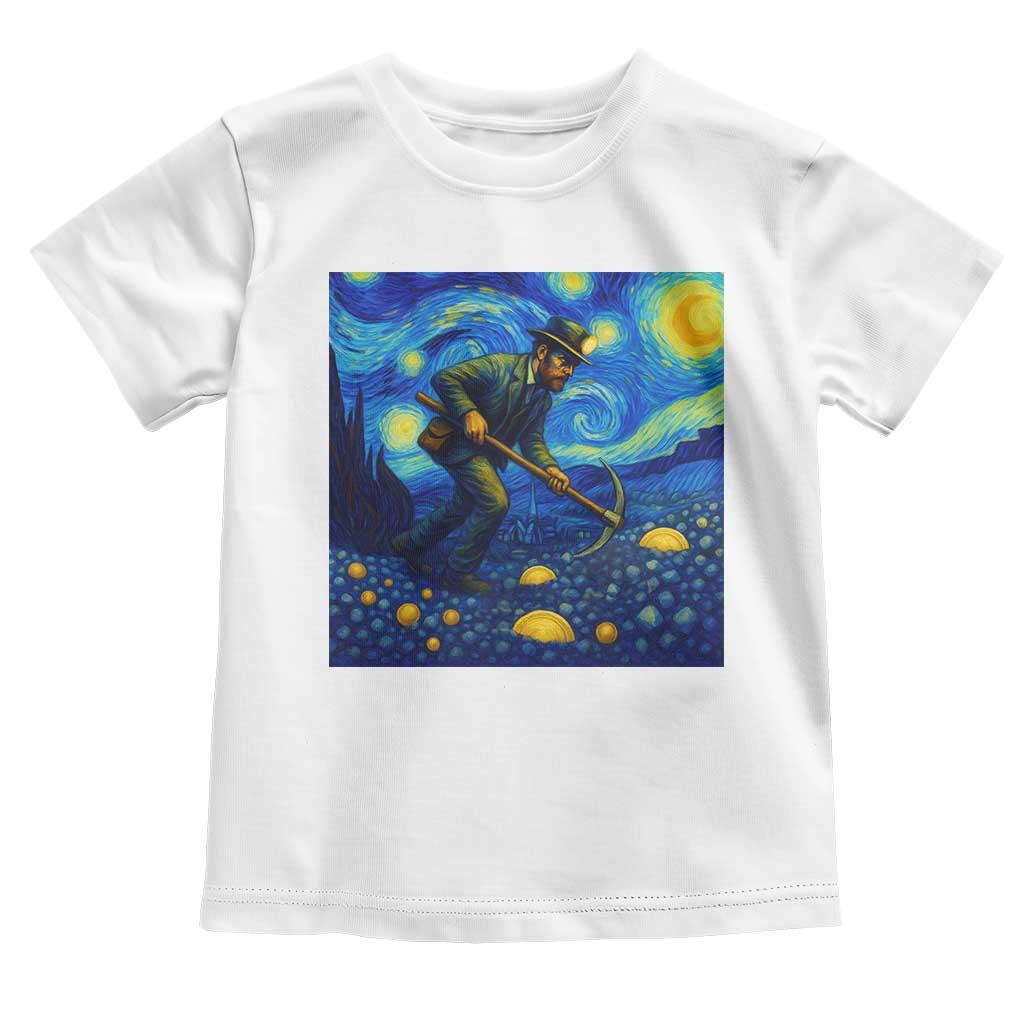 Gold Miner Starry Night Van Gogh Toddler T Shirt - Wonder Print Shop