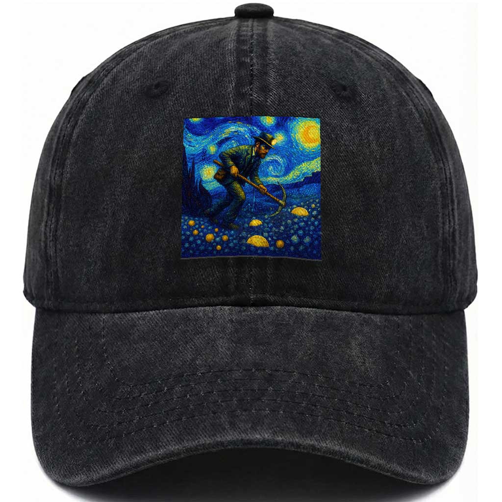 Gold Miner Starry Night Van Gogh Washed Cotton Baseball Cap