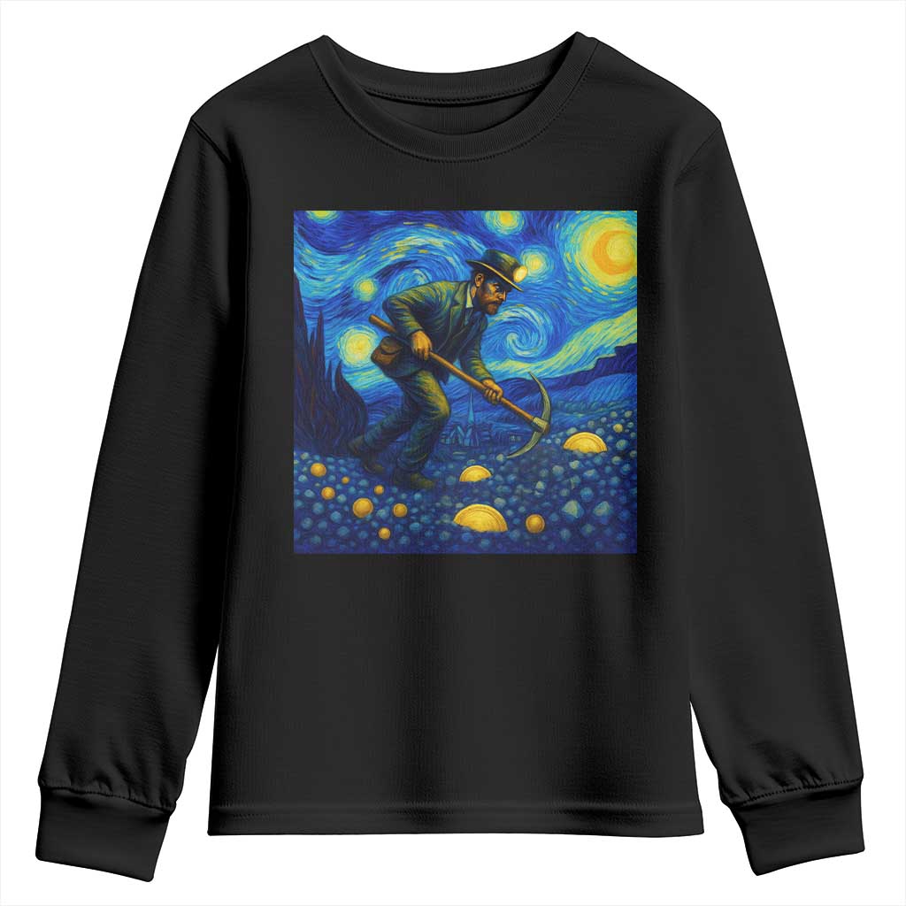 Gold Miner Starry Night Van Gogh Youth Sweatshirt - Wonder Print Shop