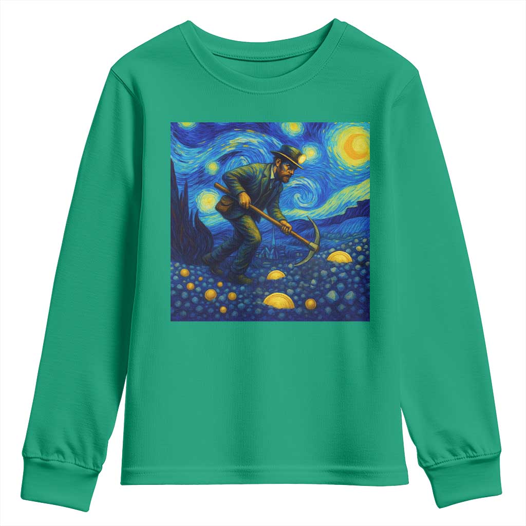 Gold Miner Starry Night Van Gogh Youth Sweatshirt - Wonder Print Shop