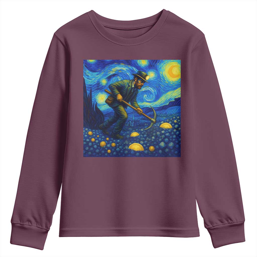 Gold Miner Starry Night Van Gogh Youth Sweatshirt - Wonder Print Shop