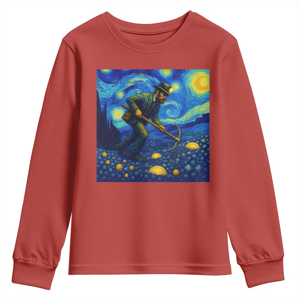 Gold Miner Starry Night Van Gogh Youth Sweatshirt - Wonder Print Shop