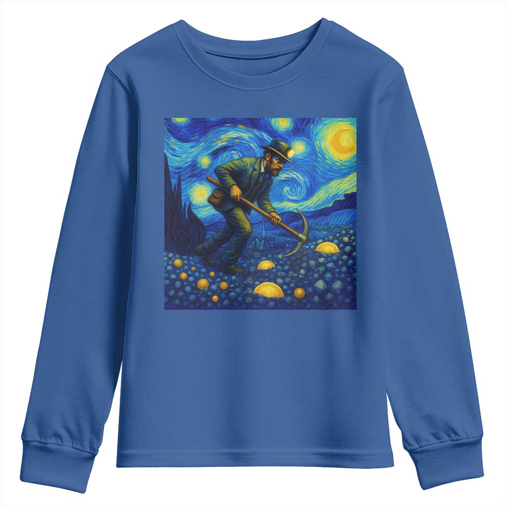 Gold Miner Starry Night Van Gogh Youth Sweatshirt - Wonder Print Shop