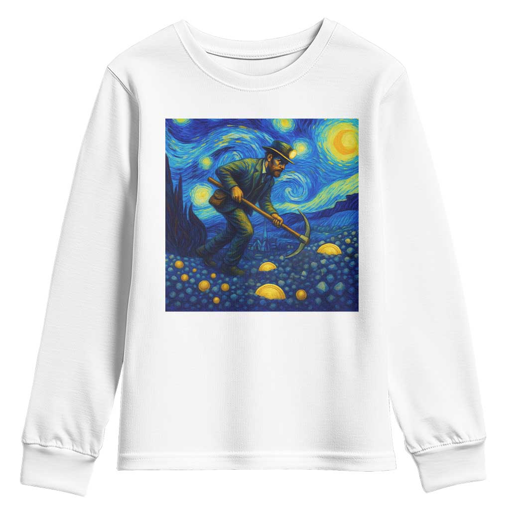 Gold Miner Starry Night Van Gogh Youth Sweatshirt - Wonder Print Shop