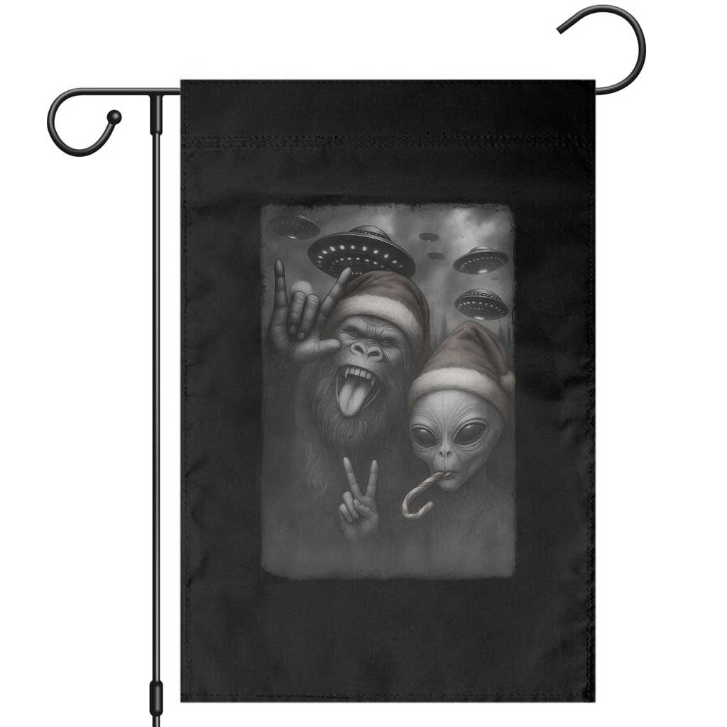 Bigfoot UFO Selife Garden Flag Sasquatch Ailen Rock On Hand Christmas - Wonder Print Shop