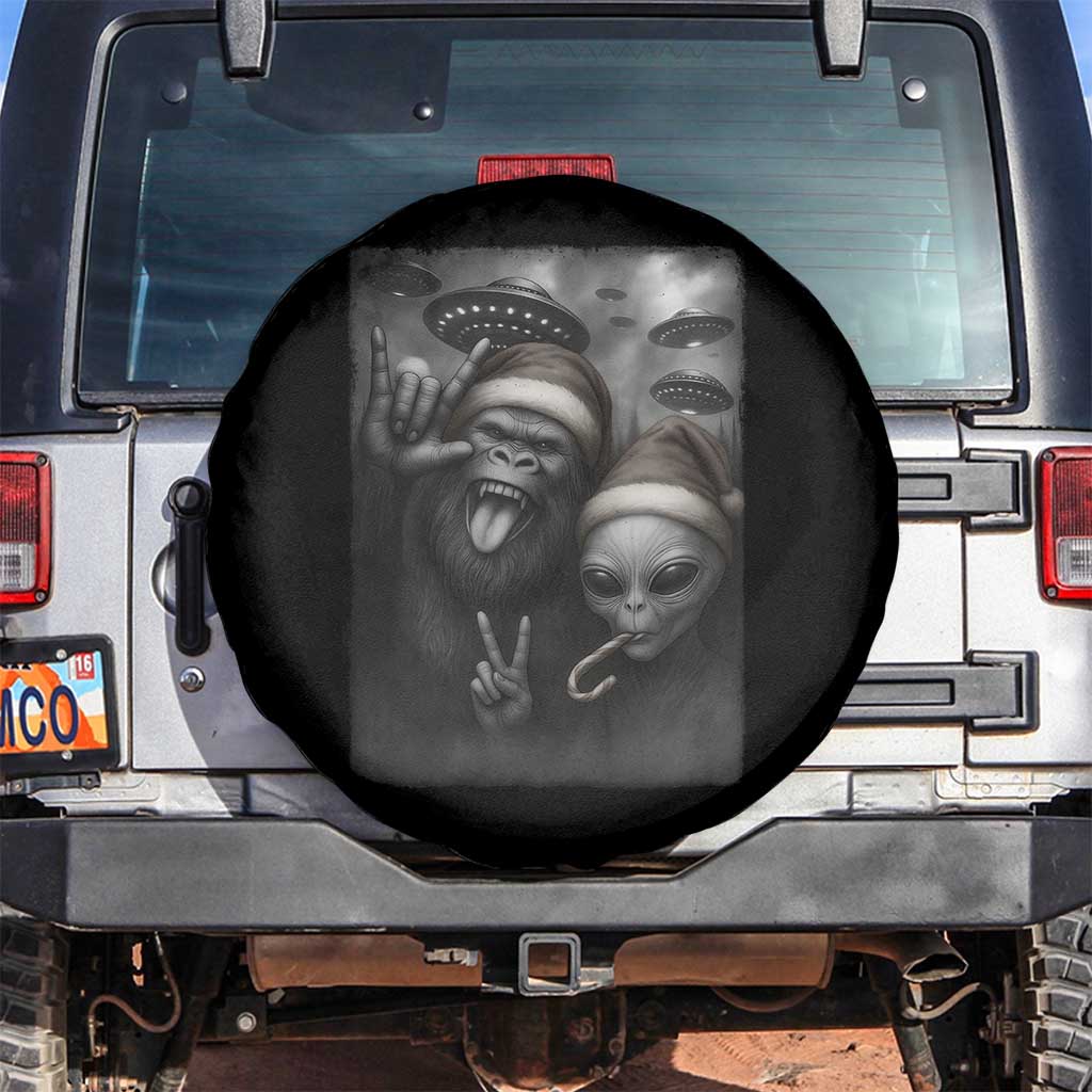 Bigfoot UFO Selife Spare Tire Cover Sasquatch Ailen Rock On Hand Christmas - Wonder Print Shop