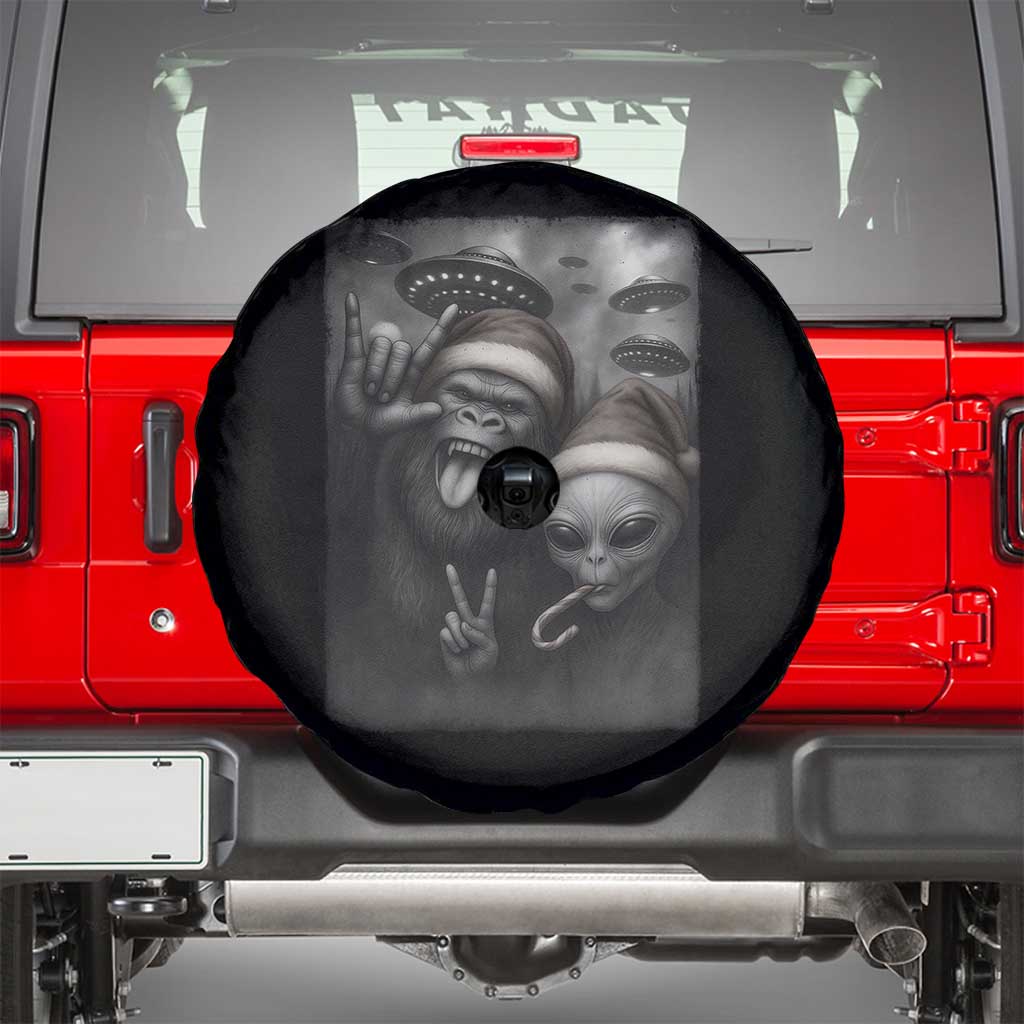 Bigfoot UFO Selife Spare Tire Cover Sasquatch Ailen Rock On Hand Christmas - Wonder Print Shop