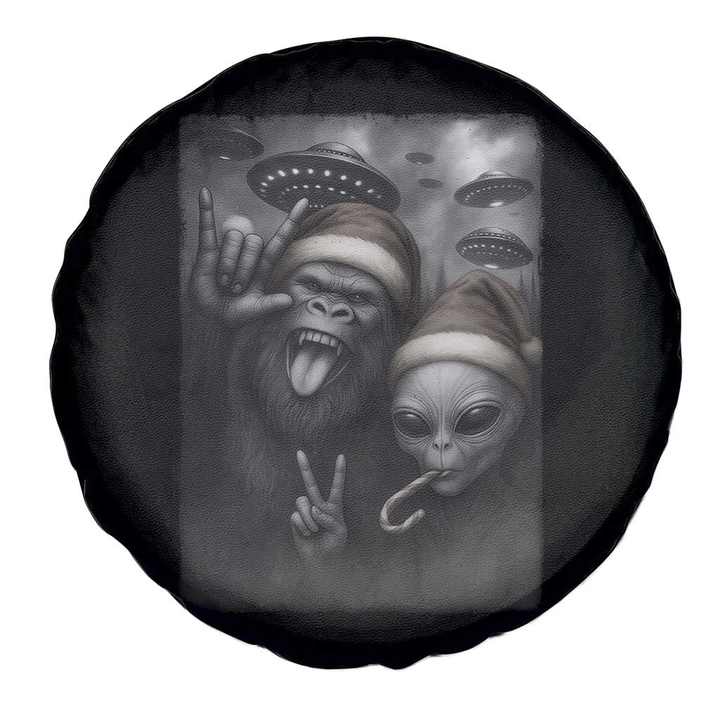 Bigfoot UFO Selife Spare Tire Cover Sasquatch Ailen Rock On Hand Christmas - Wonder Print Shop