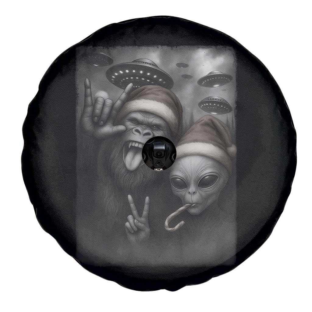 Bigfoot UFO Selife Spare Tire Cover Sasquatch Ailen Rock On Hand Christmas - Wonder Print Shop