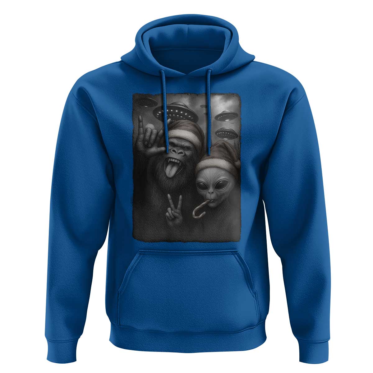Bigfoot UFO Selife Hoodie Sasquatch Ailen Rock On Hand Christmas - Wonder Print Shop