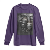 Bigfoot UFO Selife Long Sleeve Shirt Sasquatch Ailen Rock On Hand Christmas - Wonder Print Shop