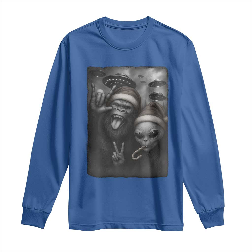 Bigfoot UFO Selife Long Sleeve Shirt Sasquatch Ailen Rock On Hand Christmas - Wonder Print Shop