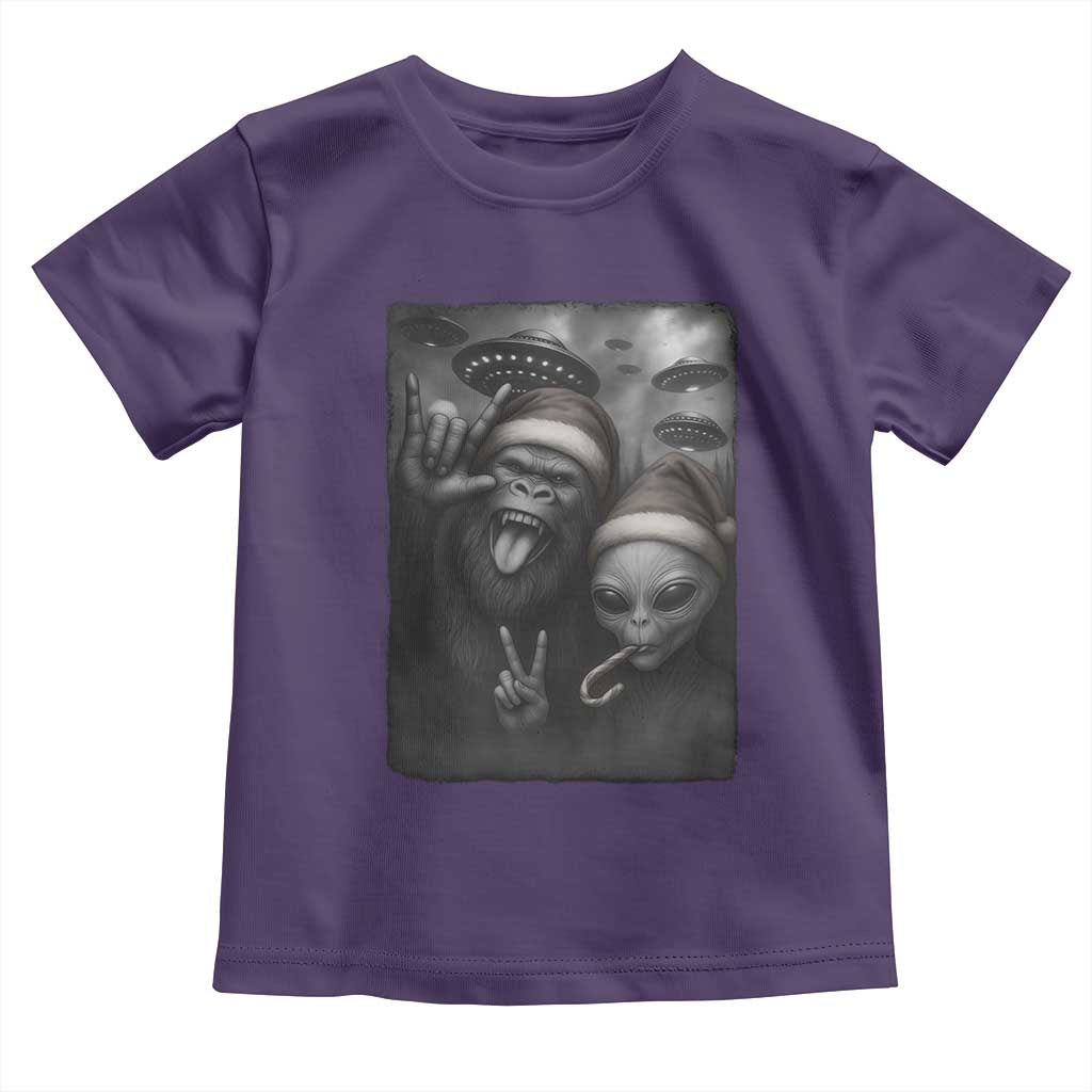 Bigfoot UFO Selife Toddler T Shirt Sasquatch Ailen Rock On Hand Christmas - Wonder Print Shop