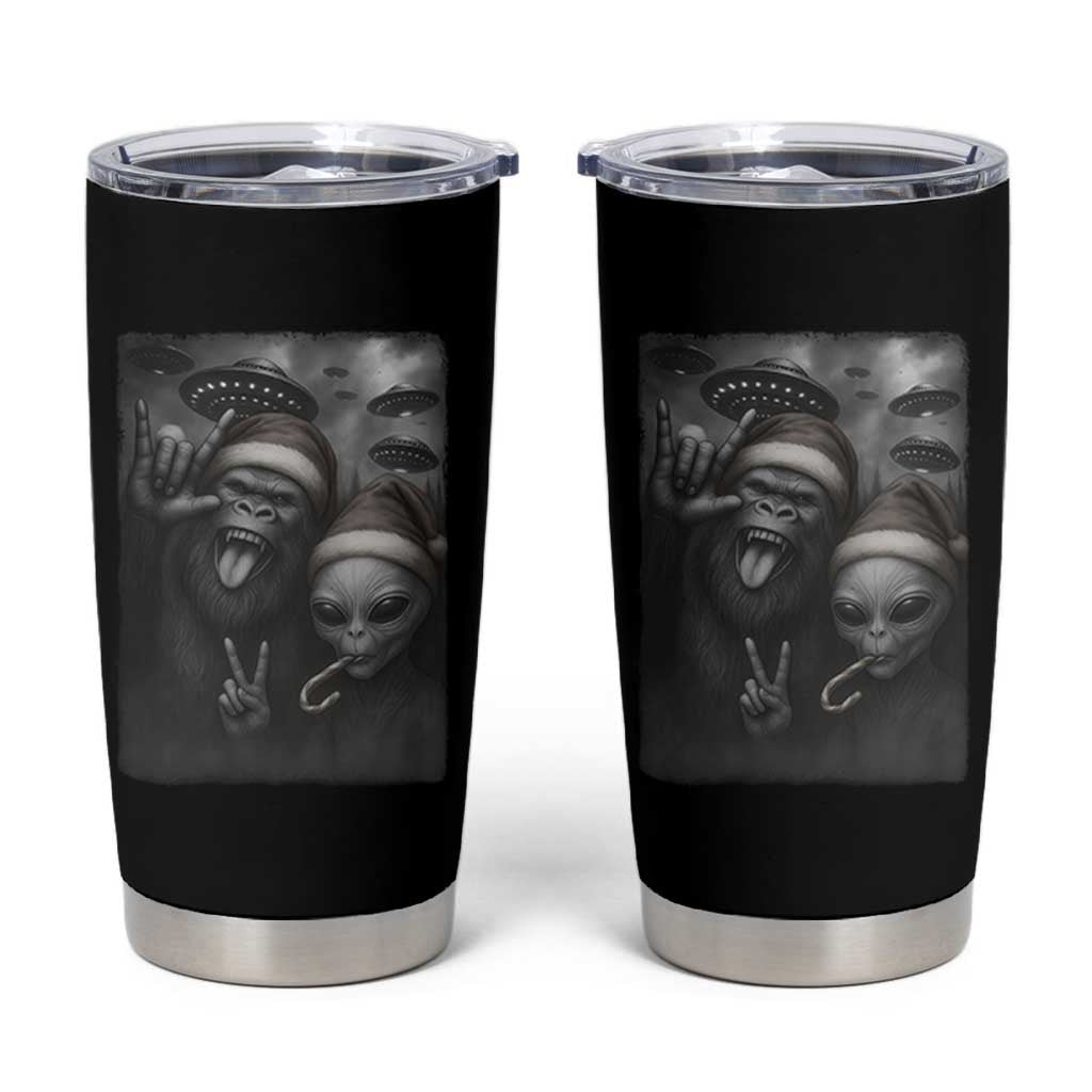 Bigfoot UFO Selife Tumbler Cup Sasquatch Ailen Rock On Hand Christmas - Wonder Print Shop