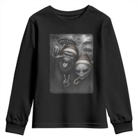 Bigfoot UFO Selife Youth Sweatshirt Sasquatch Ailen Rock On Hand Christmas - Wonder Print Shop