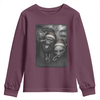 Bigfoot UFO Selife Youth Sweatshirt Sasquatch Ailen Rock On Hand Christmas - Wonder Print Shop