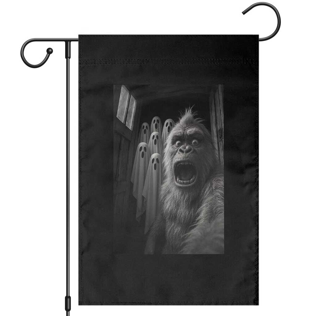 Funny Bigfoot Selfie Halloween Garden Flag Sasquatch Ghost Haunted House - Wonder Print Shop