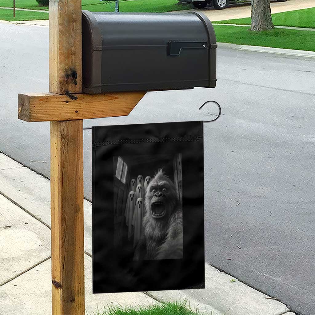 Funny Bigfoot Selfie Halloween Garden Flag Sasquatch Ghost Haunted House - Wonder Print Shop