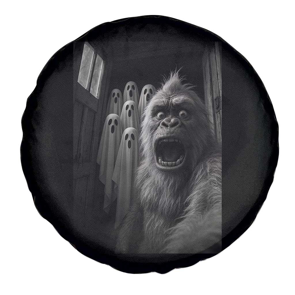 Funny Bigfoot Selfie Halloween Spare Tire Cover Sasquatch Ghost Haunted House - Wonder Print Shop