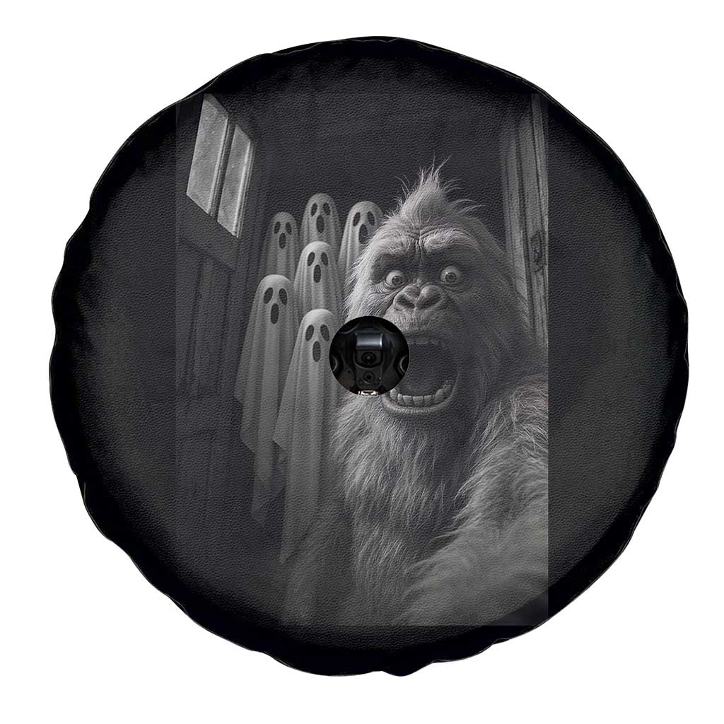 Funny Bigfoot Selfie Halloween Spare Tire Cover Sasquatch Ghost Haunted House - Wonder Print Shop