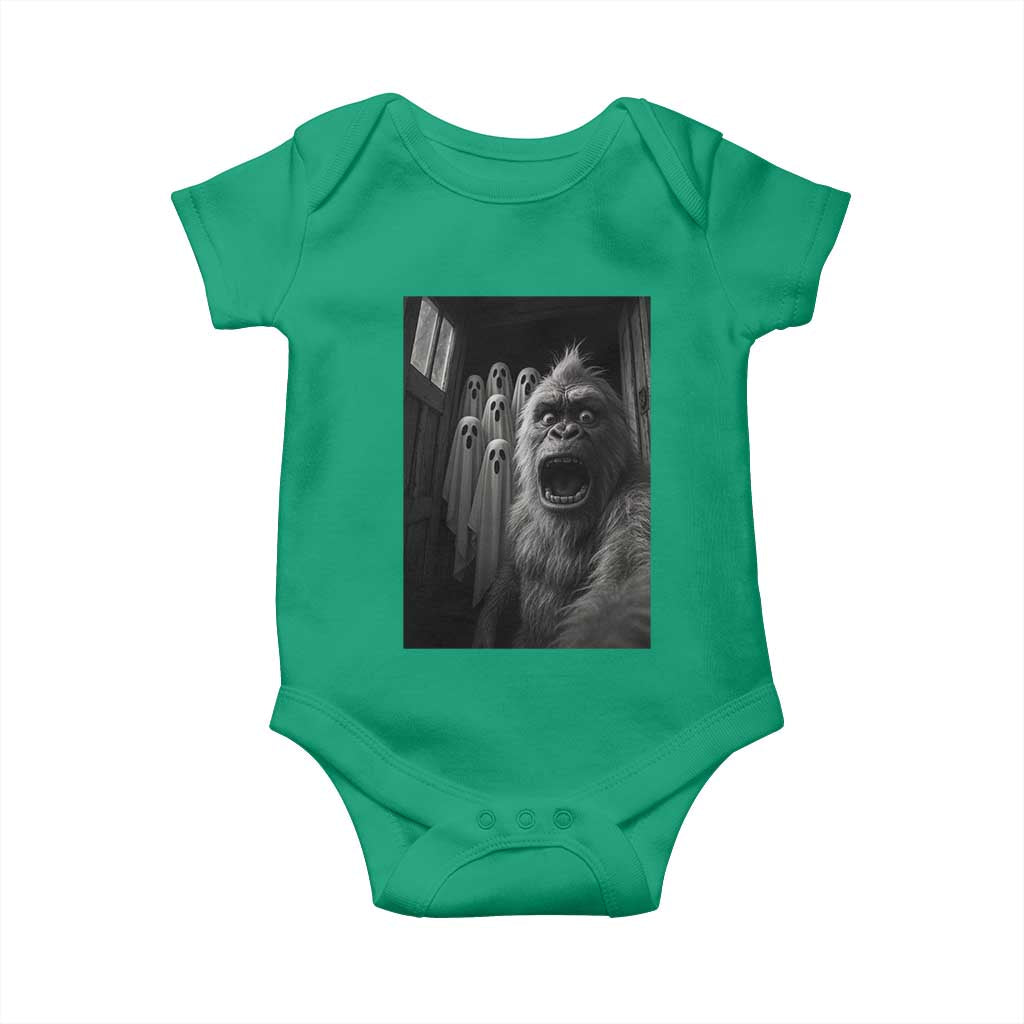 Funny Bigfoot Selfie Halloween Baby Onesie Sasquatch Ghost Haunted House - Wonder Print Shop