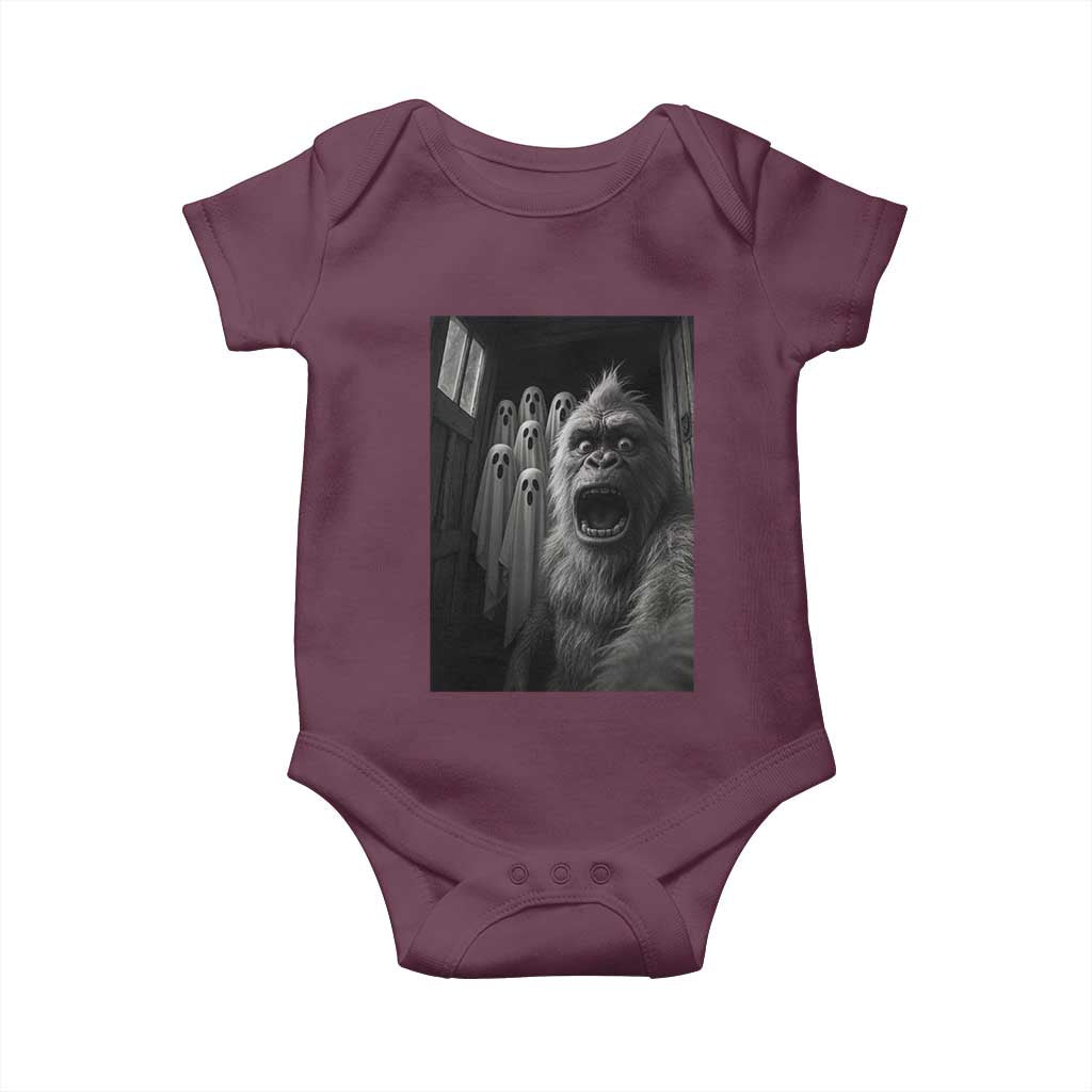 Funny Bigfoot Selfie Halloween Baby Onesie Sasquatch Ghost Haunted House - Wonder Print Shop