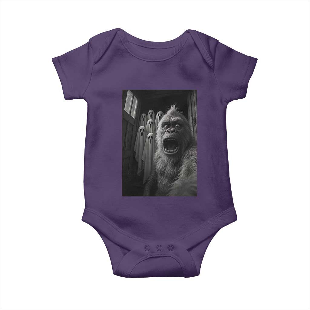 Funny Bigfoot Selfie Halloween Baby Onesie Sasquatch Ghost Haunted House - Wonder Print Shop