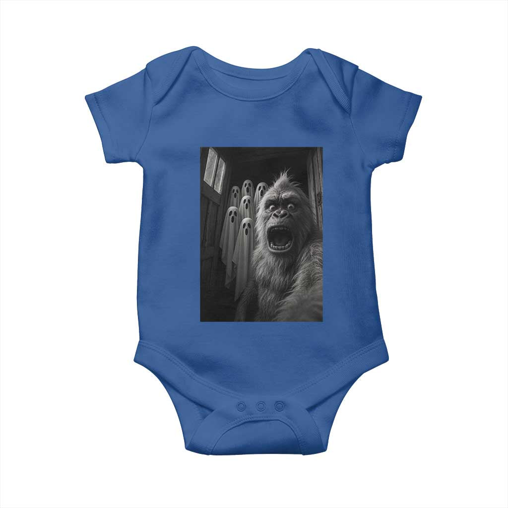 Funny Bigfoot Selfie Halloween Baby Onesie Sasquatch Ghost Haunted House - Wonder Print Shop