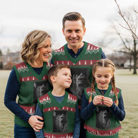 Funny Bigfoot Selfie Halloween V-Neck Knit Sweater Vest Sasquatch Ghost Haunted House - Wonder Print Shop