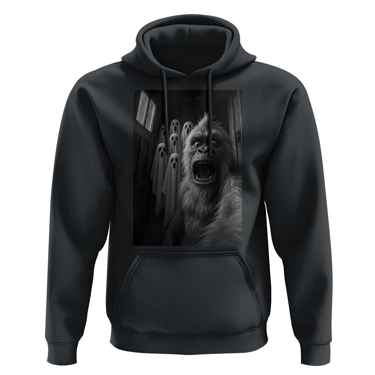 Funny Bigfoot Selfie Halloween Hoodie Sasquatch Ghost Haunted House - Wonder Print Shop