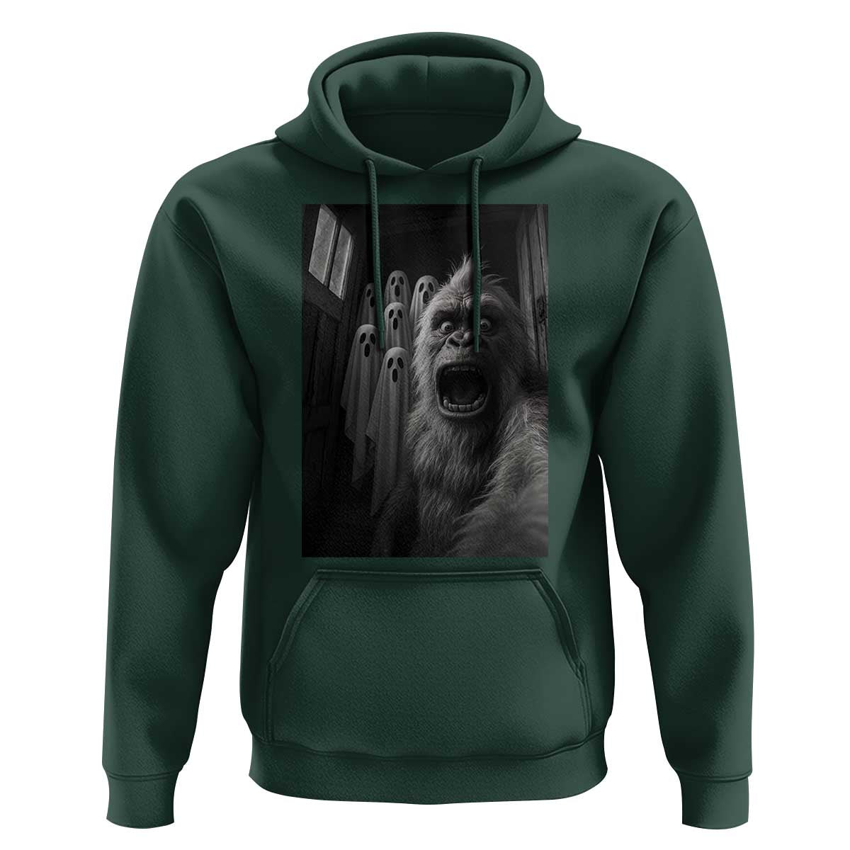 Funny Bigfoot Selfie Halloween Hoodie Sasquatch Ghost Haunted House - Wonder Print Shop
