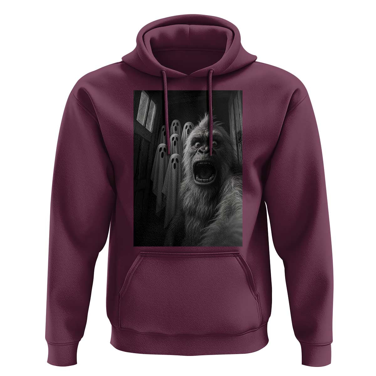 Funny Bigfoot Selfie Halloween Hoodie Sasquatch Ghost Haunted House - Wonder Print Shop