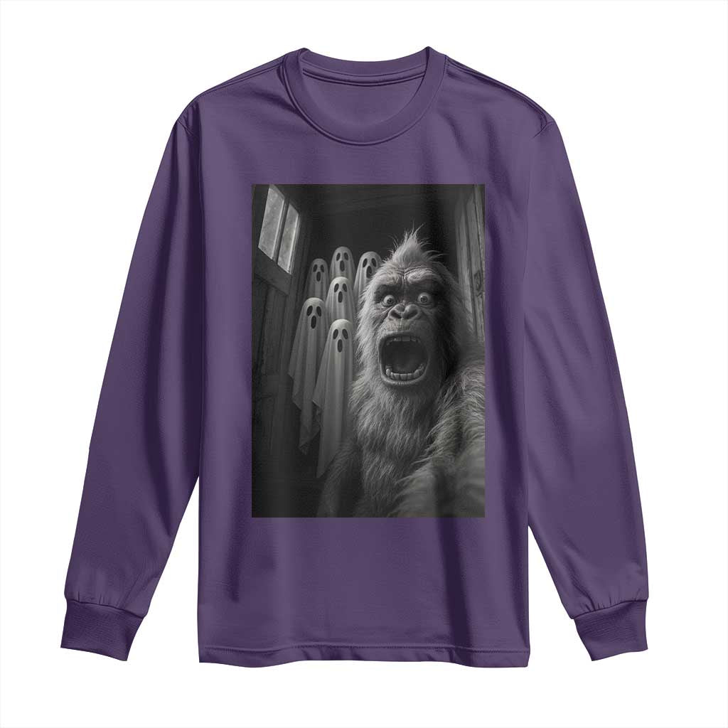 Funny Bigfoot Selfie Halloween Long Sleeve Shirt Sasquatch Ghost Haunted House - Wonder Print Shop
