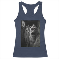 Funny Bigfoot Selfie Halloween Racerback Tank Top Sasquatch Ghost Haunted House - Wonder Print Shop