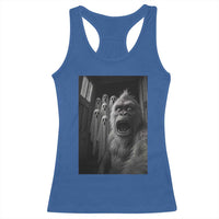 Funny Bigfoot Selfie Halloween Racerback Tank Top Sasquatch Ghost Haunted House - Wonder Print Shop