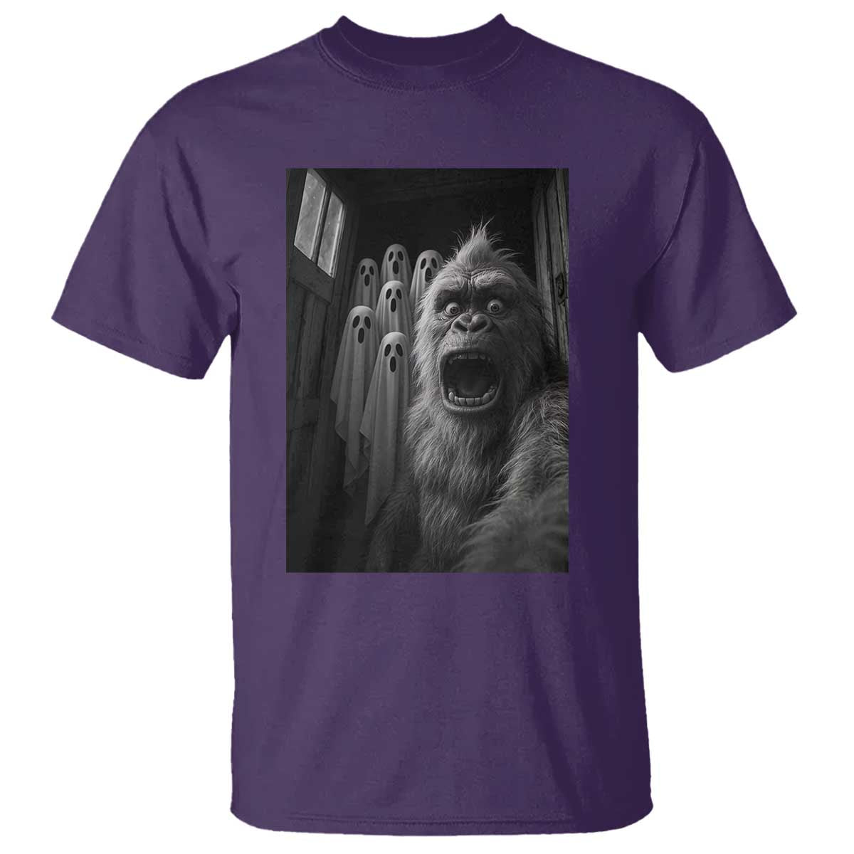Funny Bigfoot Selfie Halloween T Shirt Sasquatch Ghost Haunted House - Wonder Print Shop