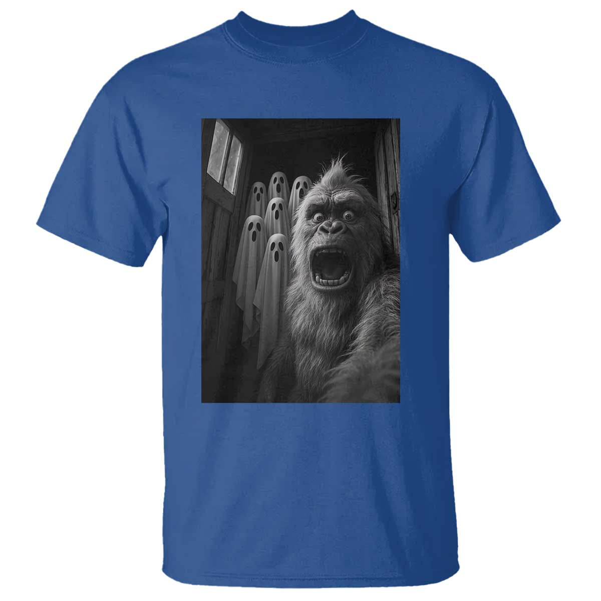 Funny Bigfoot Selfie Halloween T Shirt Sasquatch Ghost Haunted House - Wonder Print Shop